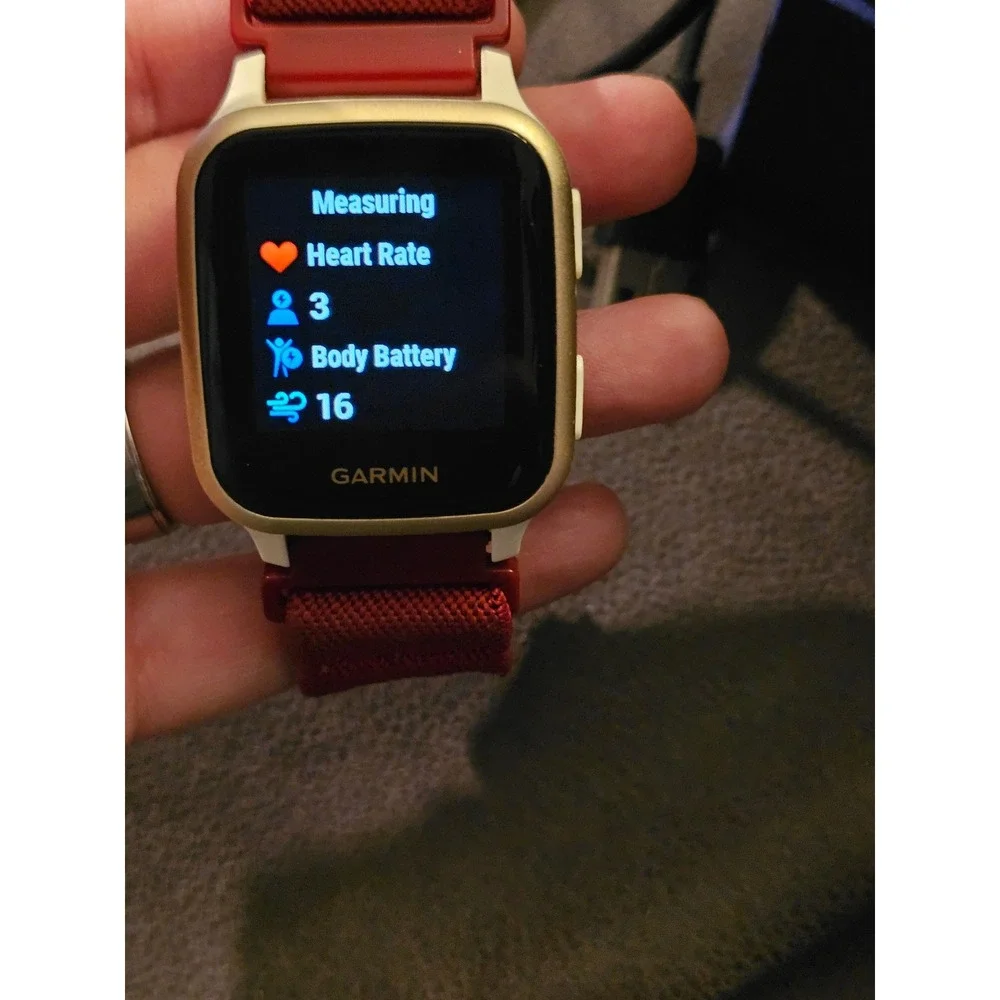 Garmin Venu Sq Smartwatch Light Gold White with 6 Extra Bands and Charger